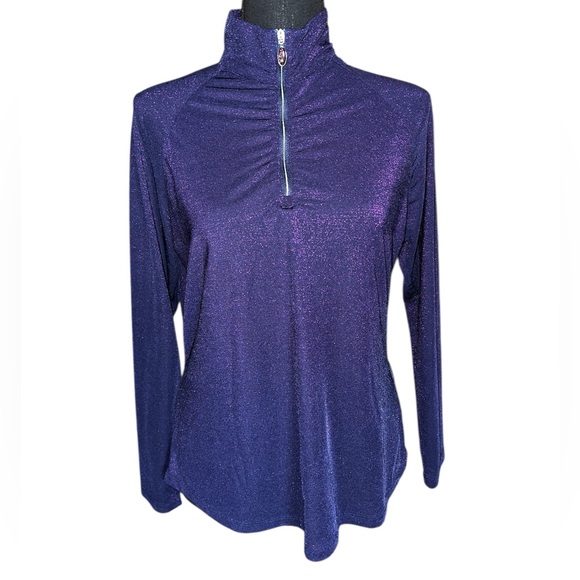 Greg Norman Purple Metallic Women’s 1/4 zip Golf Pullover Size M Sparkly - Picture 3 of 6